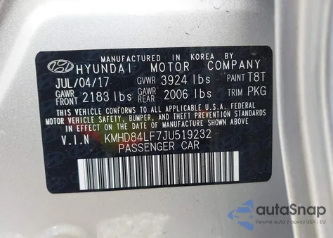 2018 Hyundai Elantra Sel from USA, damaged, VIN KMHD84LF7JU519232